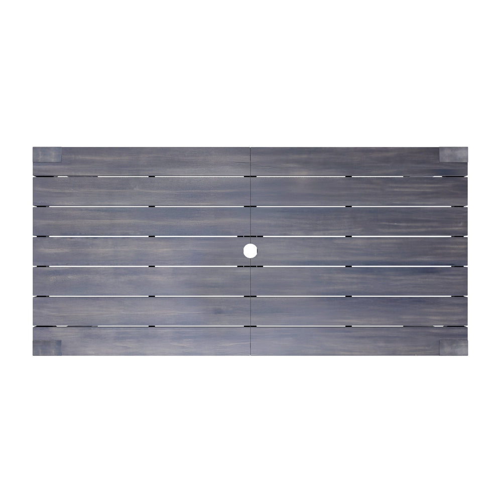 English Elm TREXM 7-Piece Patio Dining Set for 6 with 70.8" Acacia Table, Removable UV Waterproof Cushions, Gray-Beige N715P218121E