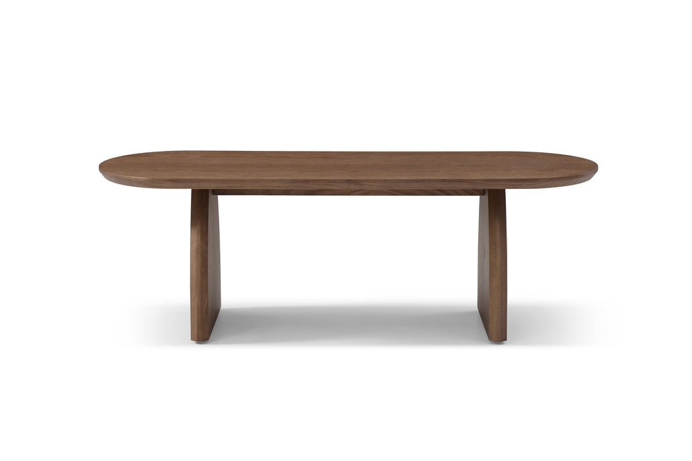 English Elm 47.24" Oval Coffee Table with Solid Wood Veneer, Modern Farmhouse Center Table, Sturdy H-Base Storage Walnut Brown W2664P346449