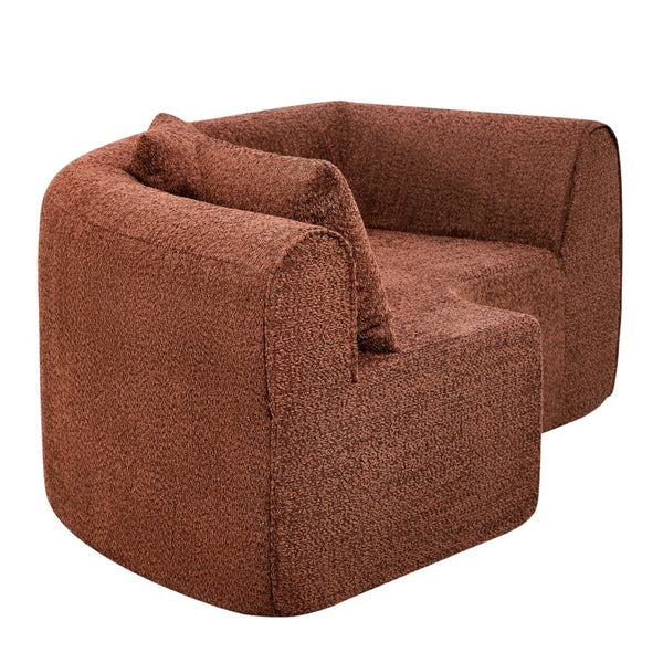 English Elm 110" Curved Modular Sectional Sofa Low Profile Foam Cushions for Contemporary Living Camel N767P366011C
