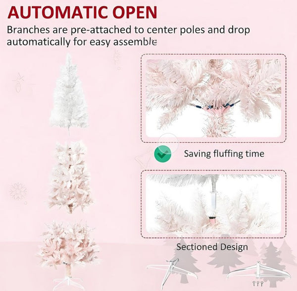 English Elm Christmas Pencil Fir Slim Blush Pink Gradient Tree with Dense Pvc Tips Steel Base T3971P419795