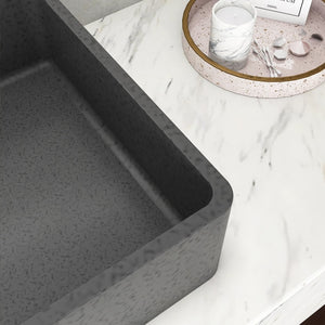 English Elm 19.68'' Rectangular Concrete Vessel Sink Matte Gray Artisan Above Counter Bathroom W1613P368835