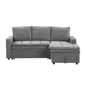 English Elm U_STYLE Plush Upholstered 3-Seater Sectional Sofa Bed with Storage, Space-Saving Comfort for Homes Gray WY000391AAE