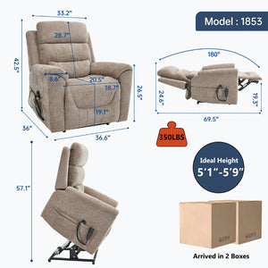 English Elm Dual Motor Power Lift Recliner with Massage Heat and Leatherair Upholstery W3224S00033