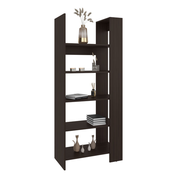 English Elm Woodstock Tall Walnut Bookcase with Two-Tone European Ash Accents – Slim 4-Shelf Vertical Storage Unit B070P368069