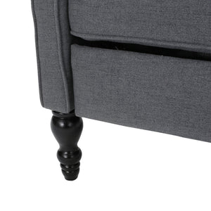 English Elm Charcoal Wingback Pushback Recliner with Button Tufted Diamond Fabric Upholstery Charcoal N763P410529E