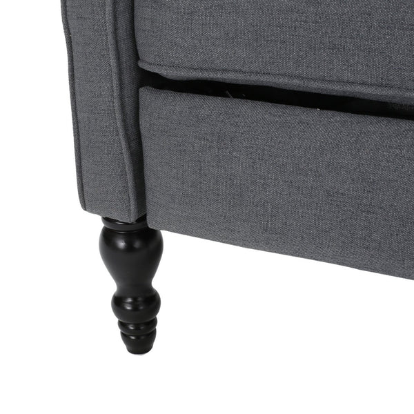 English Elm Charcoal Wingback Pushback Recliner with Button Tufted Diamond Fabric Upholstery Charcoal N763P410529E