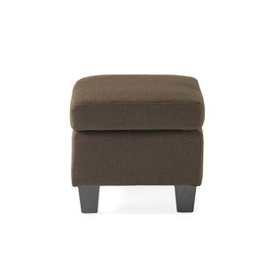 English Elm Upholstered Compact Ottoman with Birch Legs Padded Footrest for Living Room Decor Chocolate N757P377351O