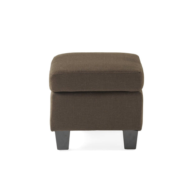 English Elm Upholstered Compact Ottoman with Birch Legs Padded Footrest for Living Room Decor Chocolate N757P377351O