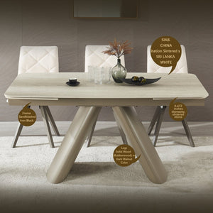 English Elm 1+6 Sintered Stone Extendable Dining Table Seats Six with Steel Base Modern W5630S00008