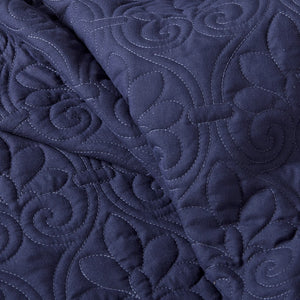 English Elm 3 Madison Park Quebec Quilted Bedspread Set King Navy Pleated Split Corners Antimicrobial Freshness Protection B035129057