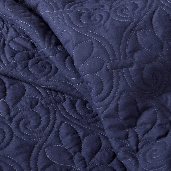 English Elm 3 Madison Park Quebec Quilted Bedspread Set King Navy Pleated Split Corners Antimicrobial Freshness Protection B035129057