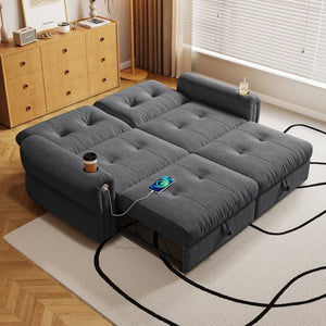 English Elm It Chenille Convertible Loveseat Sleeper with Steel Frame for Studio or Guest Room W3820S00021
