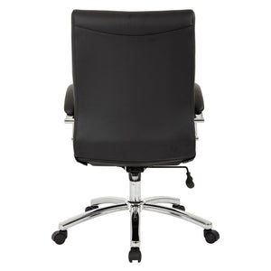 OSP Home Furnishings Executive Mid-back Office Chair with Faux Leather Upholstery and Lumbar Support Black FL92017C-U6