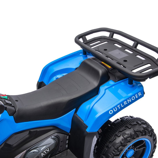 English Elm 24v Dual Motor Kids Atv Ride on with Led Lights Bluetooth Storage Racks Off Road Blue W1578P390449