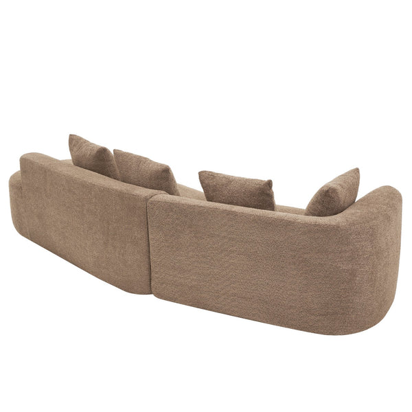 English Elm Christopher Knight Home® - 116" Modern Curved Sectional Sofa with Plush Pearl Upholstery, High-Density Sponge, Chaise Lounge Seating Harmony Camel N767P263923A