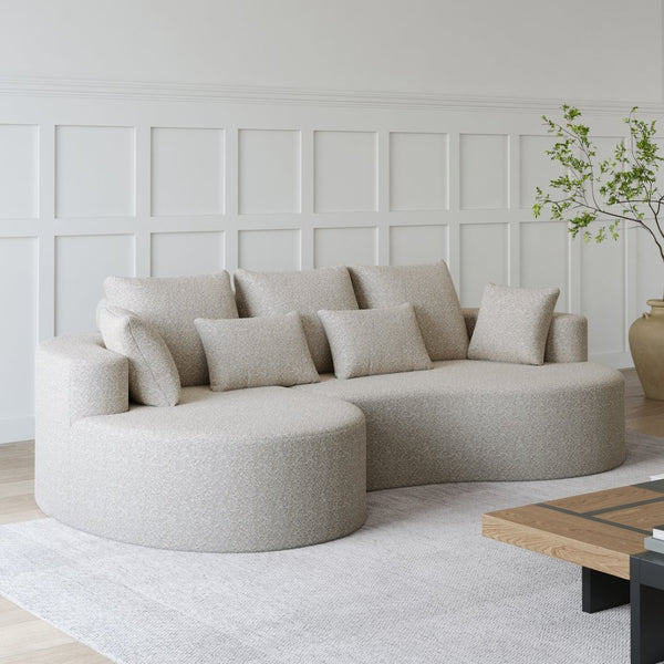 English Elm Modern Chenille Cloud Sectional Sofa Oversized 4 Seat Curved Couch for Living Room W834S00484