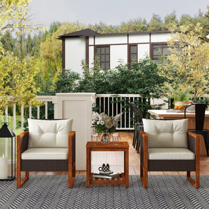 English Elm Outsunny 3-Piece Patio Bistro Set With Cushions - Stylish Pe Rattan Furniture For Cozy Outdoor Spaces W2225P217673-GIGA