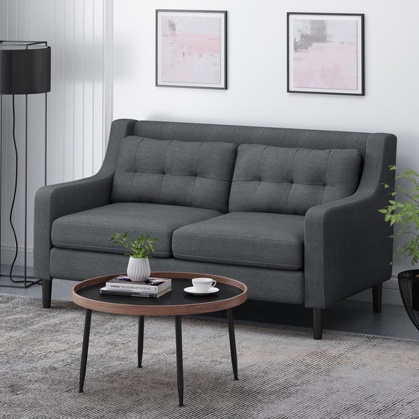 English Elm Christopher Knight Home® - LOVESEAT Modern Tufted Waffle Stitch Low-Profile Sofa with Tapered Legs and Removable Covers - 58" Charcoal 68674.00CHAR