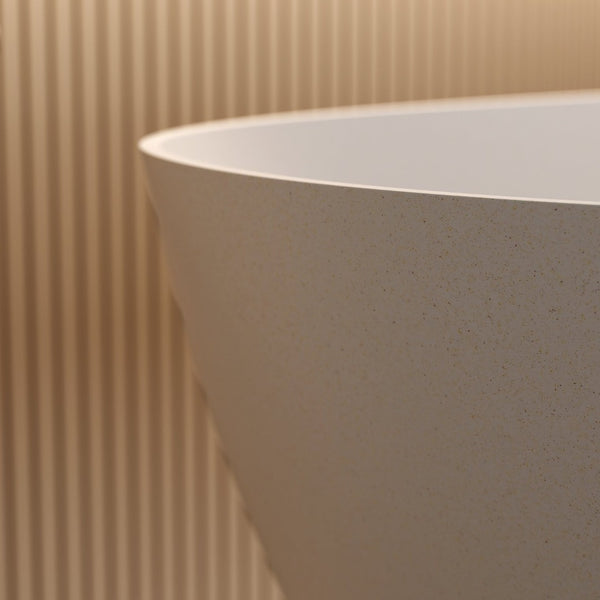 English Elm 65'' Resin Stone Freestanding Soaking Tub Ergonomic Matte White Spa Bath Beige W2753P340402