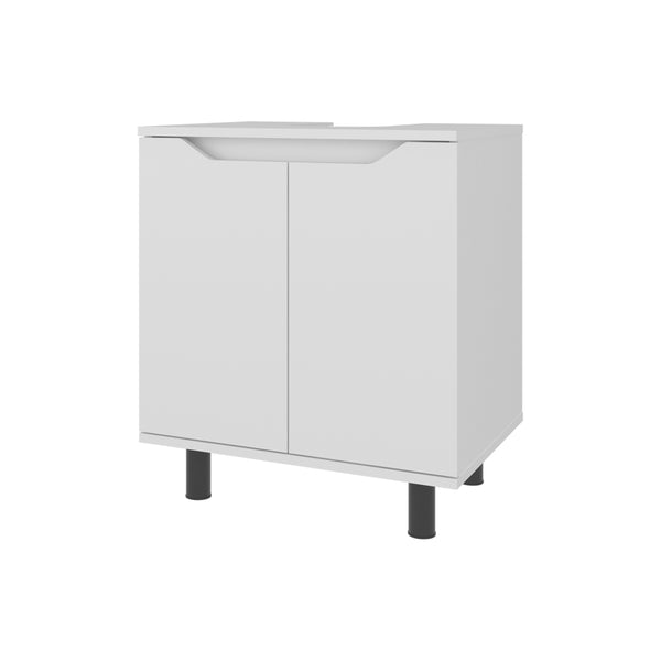 English Elm Under Sink Storage Cabinet with 2 Doors and Shelves — Sleek Oak & Black Wengue Finish for Bathrooms White 27.56 L x 25.59 W x 5.12 H B097P395900