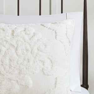 English Elm King/Cal King Viola 3-Piece Tufted Cotton Chenille Damask Duvet Cover Set – Cottage Chic, OEKO-TEX Safe B03597341