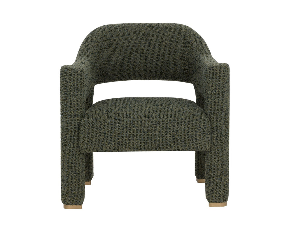 Sunpan PRISCA Lounge Chair - Bold Sculptural Comfort with Textured Upholstery & Elegant Brass Accents 112336
