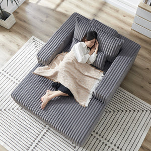 English Elm 75-Inch Corduroy Sponge Lounge Chair - Modern Sleeper Recliner With Footrest, No Assembly Needed! W834P206097
