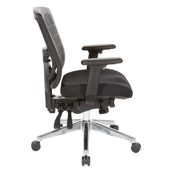 OSP Home Furnishings Contoured Plastic Back Manager Chair with Lumbar Support Foam Seat and Chrome Base 97898CBK-30