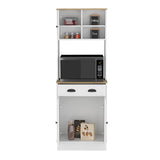 English Elm Microwave Storage Stand With 3-Doors and Drawer Arlington, White / Macadamia Finish