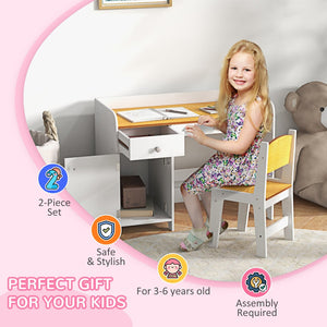 English Elm Qaba Kids Desk And Chair Set With Storage Drawer - Perfect For Arts, Crafts, Homework & Playtime! W2225P200784-GIGA