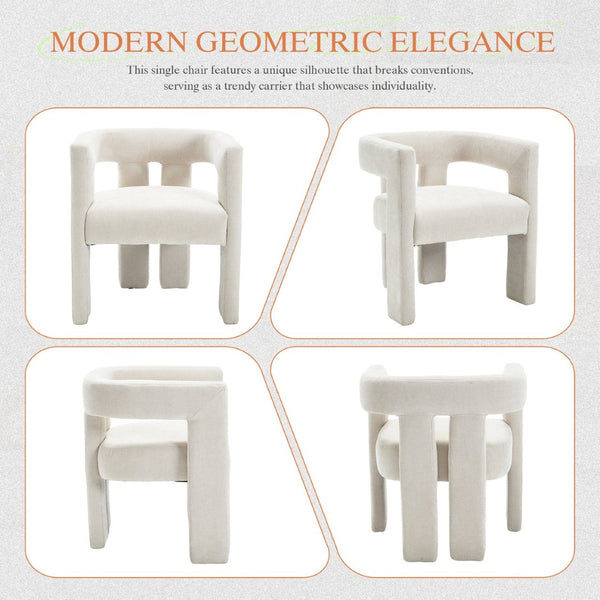 English Elm United We Win Chenille Barrel Accent Armchairs Set of Two for Living Room Dining Beige W1568P389268