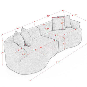 English Elm Modern Curved 4-Seater Sectional Sofa In Dark Grey Chenille – Minimalist Design, No Assembly Needed! W1413S00105