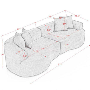 English Elm Modern Chenille Cloud Sectional Sofa Curved 4 Seat Living Room Couch Ready to Use Camel W1413S00132