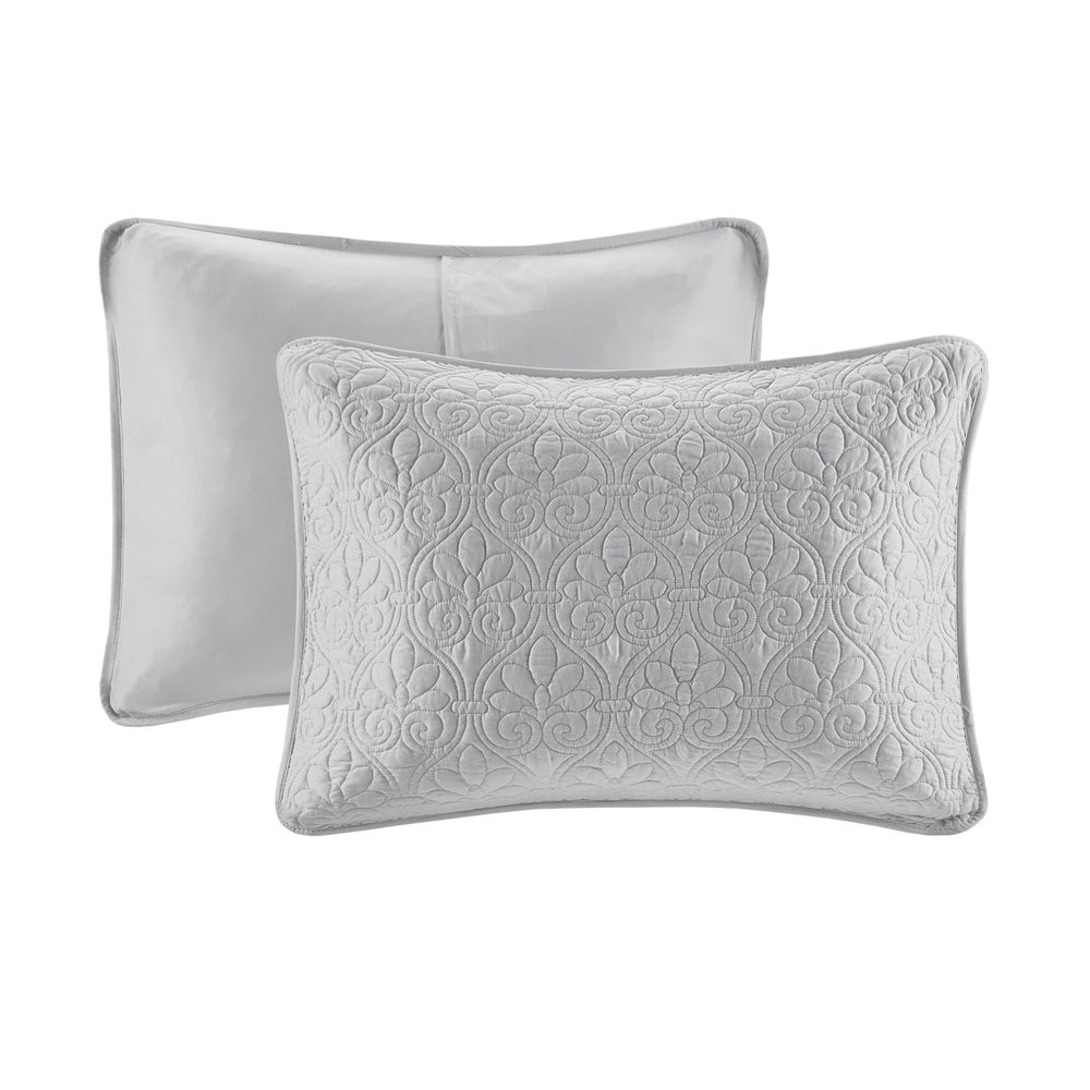 English Elm Reversible Madison Park Quebec Queen Bedspread Set with Quilted Texture, Oversized Draping and Antimicrobial Protection Grey 17.72 L x 15.35 W x 7.87 H B03597453