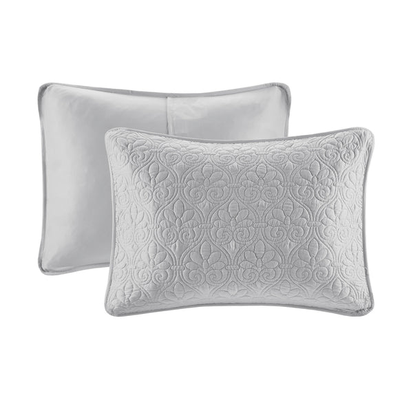 English Elm Reversible Madison Park Quebec Queen Bedspread Set with Quilted Texture, Oversized Draping and Antimicrobial Protection Grey 17.72 L x 15.35 W x 7.87 H B03597453