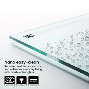 English Elm 60*66"fixed Sliding Shower Door Clear Tempered Glass Stainless Steel Frameless Spa T3177P320609