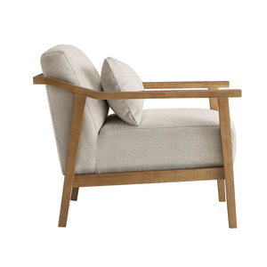 English Elm Reagan Mid-Century Wood Arm Accent Chair with Lumbar Pillow, Walnut Frame, Durable Upholstery Comfort Off White B050P390599