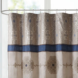 Madison Park Donovan Traditional Embroidered Shower Curtain MP70-7543 Navy