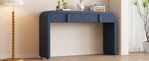 English Elm TREXM Modern Console Table with Rounded Silhouette, Fluted Drawers, Sturdy 220lb Top for Entryway Navy Blue N715P196580M