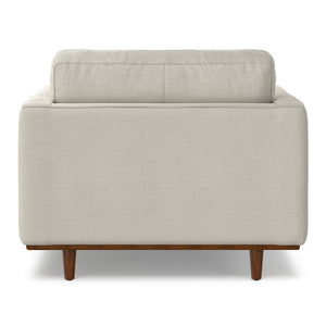English Elm Morrison Sculptural Mid-century Armchair with Rubberwood Legs and Performance Fabric Cream White B136P420740