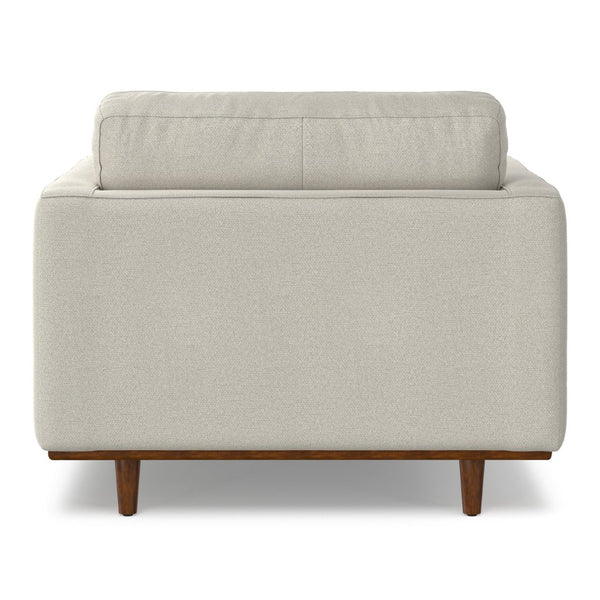 English Elm Morrison Sculptural Mid-century Armchair with Rubberwood Legs and Performance Fabric Cream White B136P420740