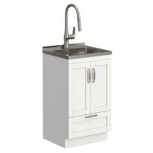 English Elm Darwin Stainless Steel Utility Sink with Shaker Cabinet for Laundry and Garage B136P427210