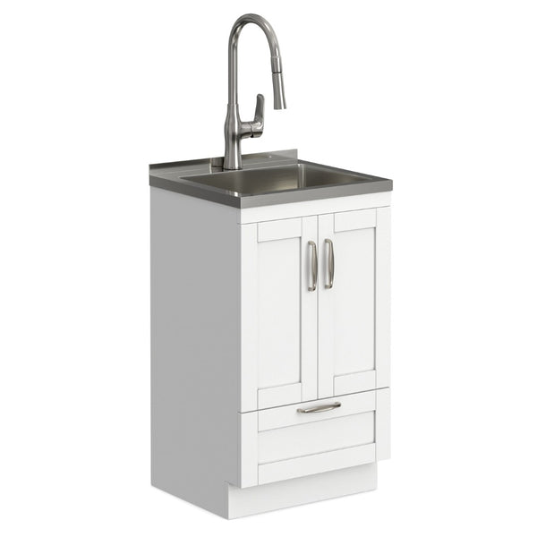 English Elm Darwin Stainless Steel Utility Sink with Shaker Cabinet for Laundry and Garage B136P427210