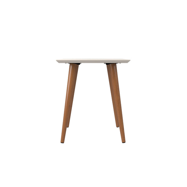 English Elm Utopia Lacquered 17" Square End Table with Solid Wood Splayed Legs, Sleek Durable Accent Piece Off White B365P398486
