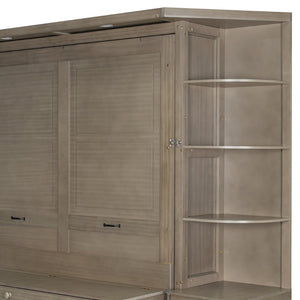 English Elm Queen Murphy Bed with Integrated Desk Cabinet Storage Wall Unit for Home Office Gray LP000739AAE