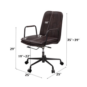 English Elm Eclarn Mars Top Leather Executive Office Chair Dark Brown – 360° Swivel, 5" Cushion, Adjustable Height B2726P386521