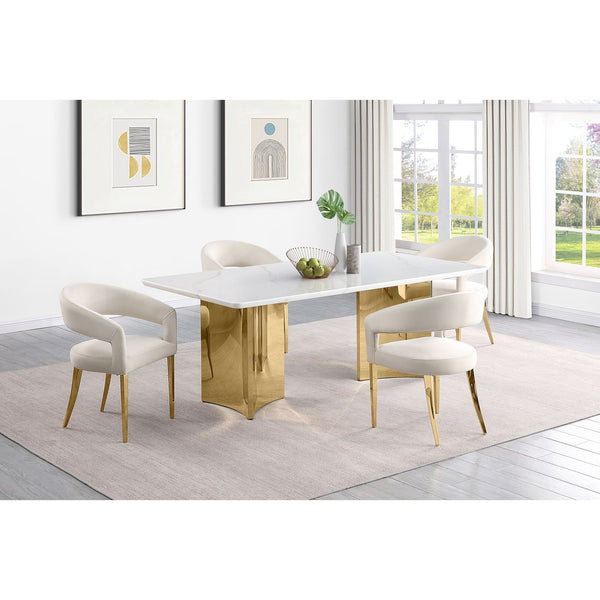 English Elm Rendina Velvet Upholstered Dining Armchair Set of 2 – Curved Open-Back Comfort with Luxe Foam Seating and Metal Frame Cream B062P299827