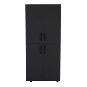 English Elm Armoire Moscow Black Bedroom Closet Cabinet with Dual Rods, Shelves & Durable Engineered Wood Design B092S00262