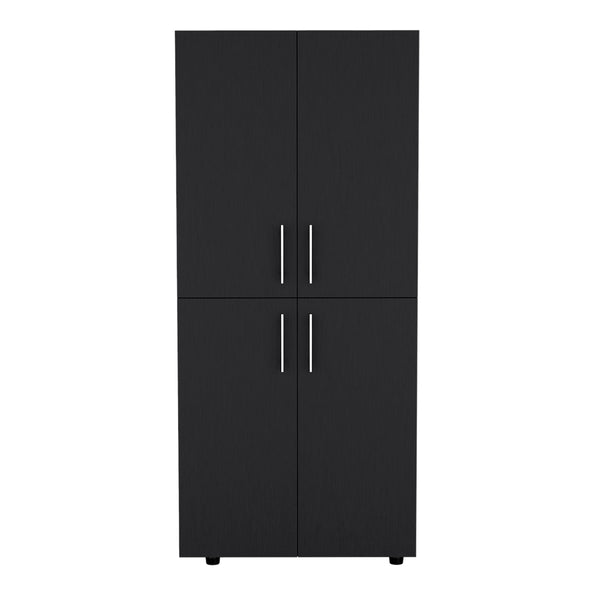 English Elm Armoire Moscow Black Bedroom Closet Cabinet with Dual Rods, Shelves & Durable Engineered Wood Design B092S00262
