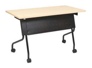OSP Home Furnishings 4' Flip Top Nesting Training Table with Laminate Surface and Locking Casters Maple Black 84224BP